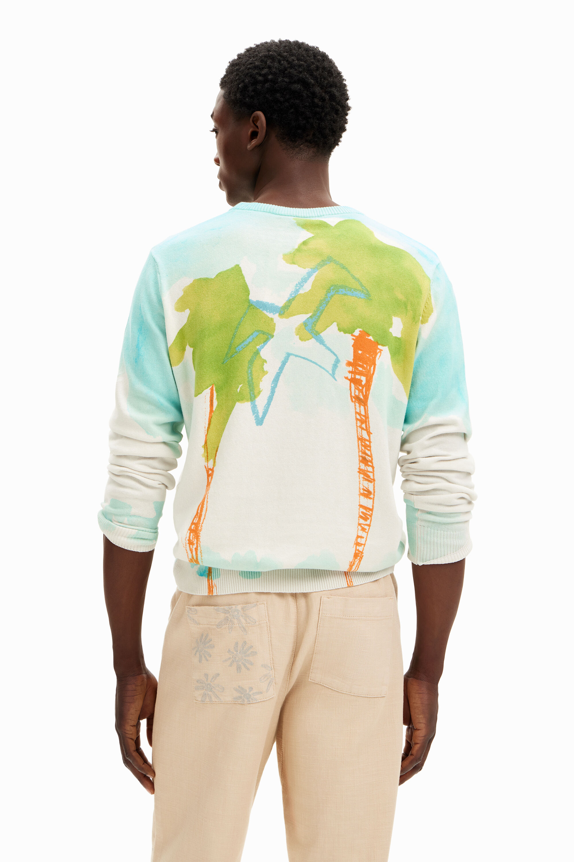 Desigual AIKE cotton sweater with palm trees FW2024