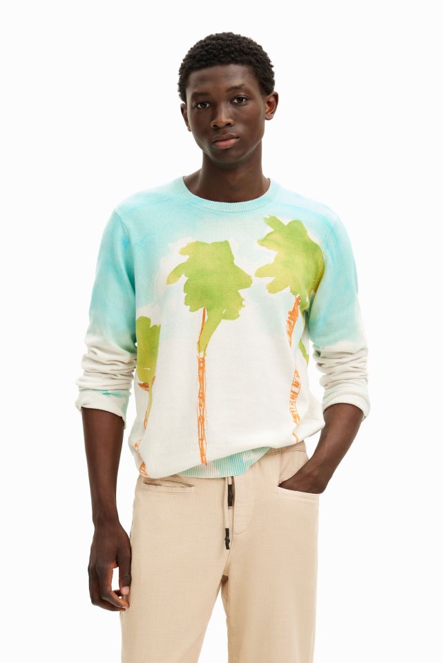 Desigual AIKE cotton sweater with palm trees FW2024