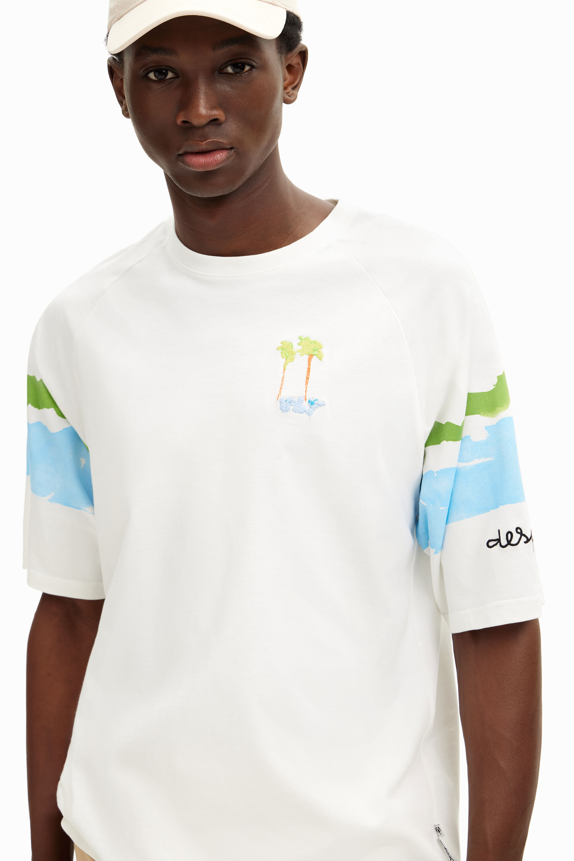 Desigual AREN cotton T-shirt with palm trees FW2024