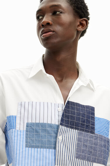 Desigual MAX white cotton patchwork shirt FW2024