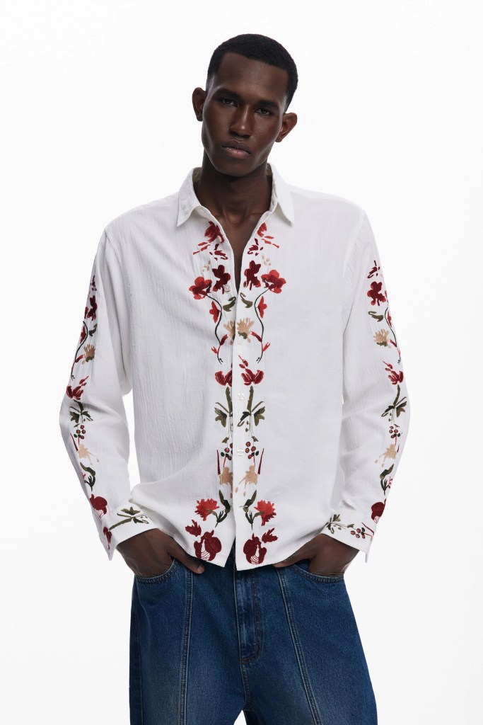 Desigual embroidered FLOWERS cotton shirt Fall 2025 collection