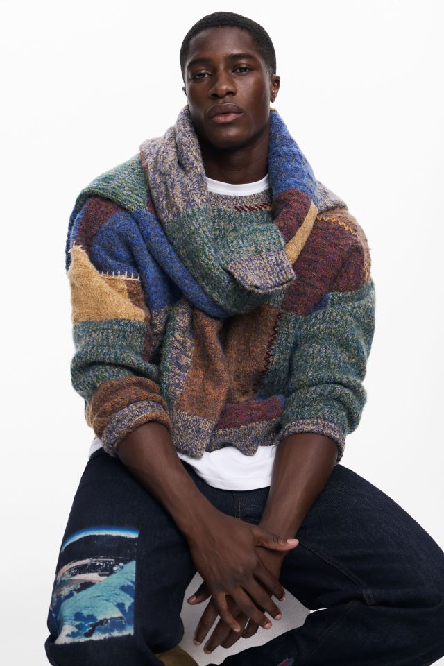 Desigual mens THICK PATCHWORK sweate FW2025 collection.