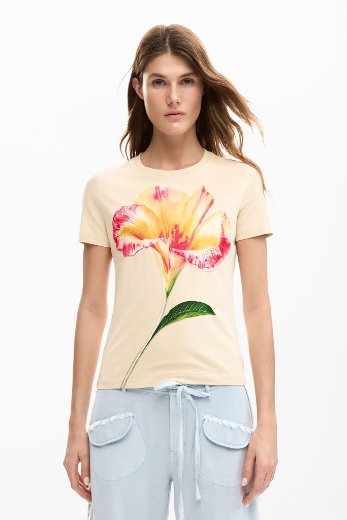 Desigual HIBISCUS cotton T-shirt