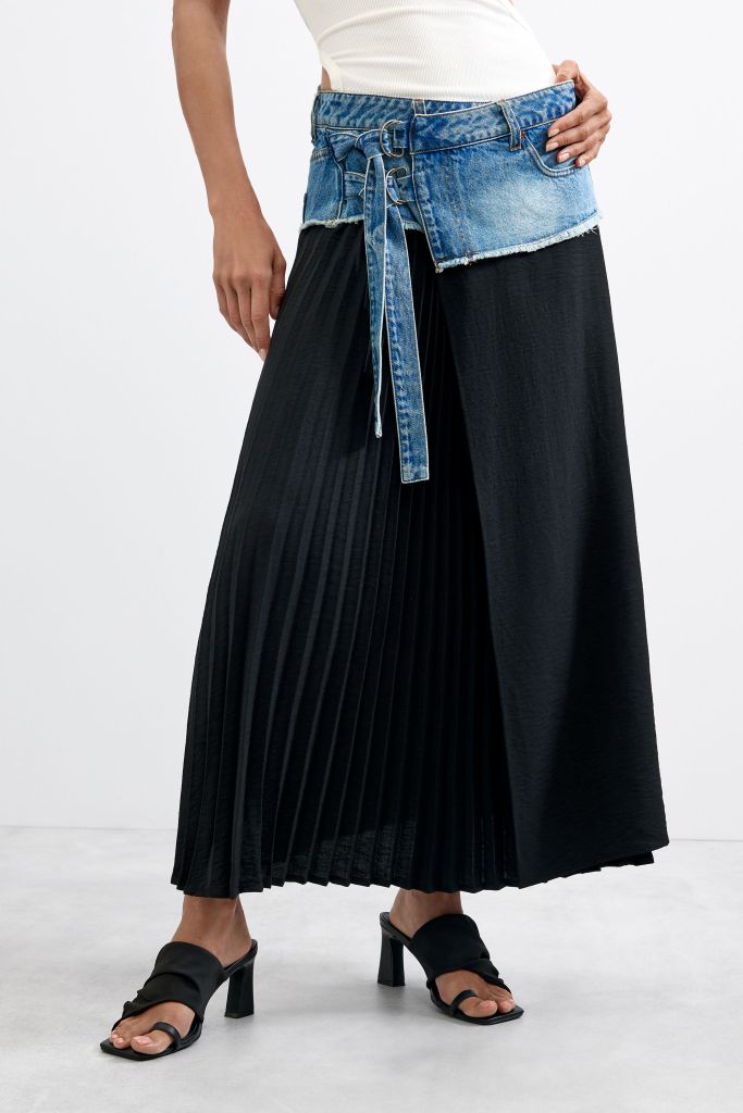 Desigual COLLEGE long pleated hybrid skirt FW2026
