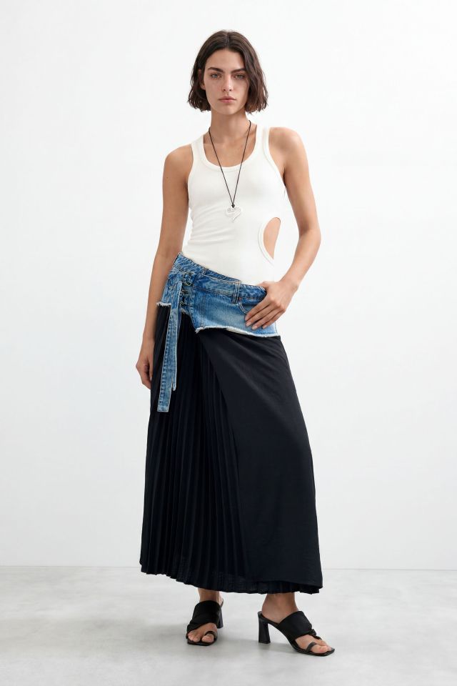 Desigual COLLEGE long pleated hybrid skirt FW2026
