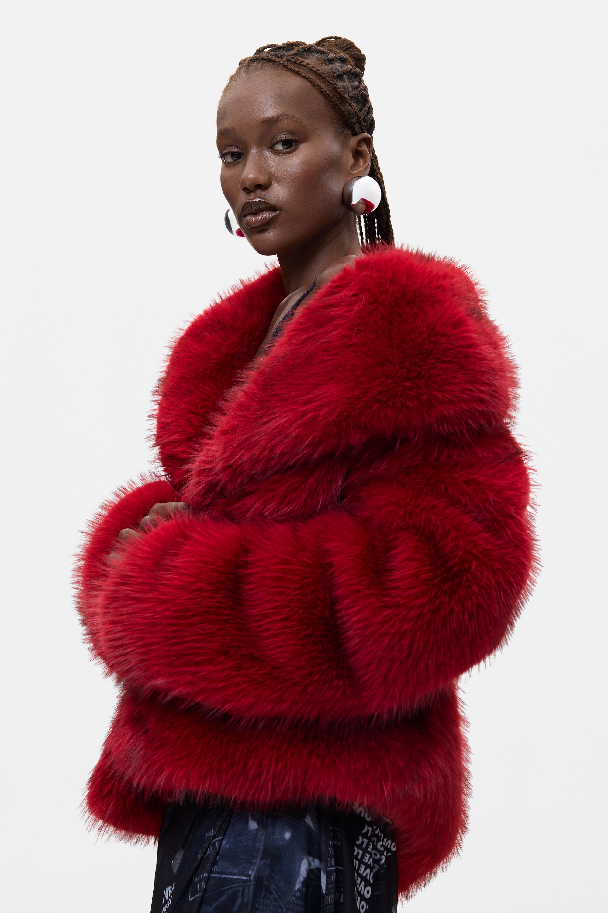 Desigual CRUDELIA red faux fur coat Fall 2026