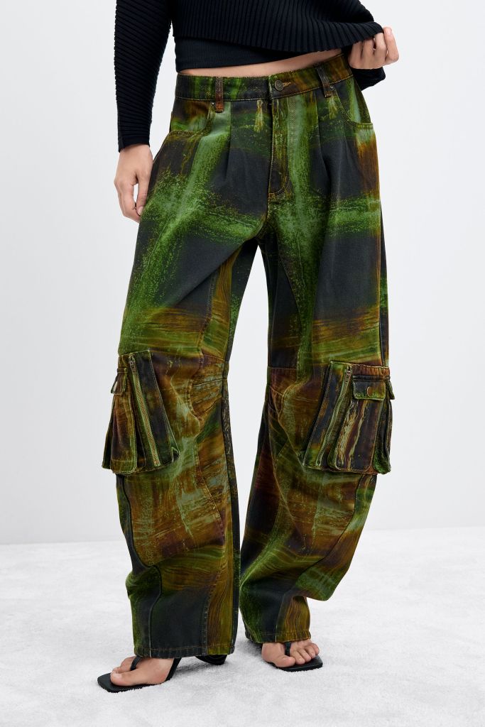 Desigual GREEN CHECKS cargo pants by Christian Lacroix Fall 2026