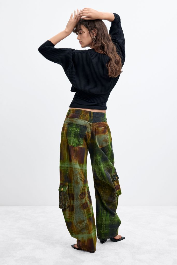 Desigual GREEN CHECKS cargo pants by Christian Lacroix Fall 2026