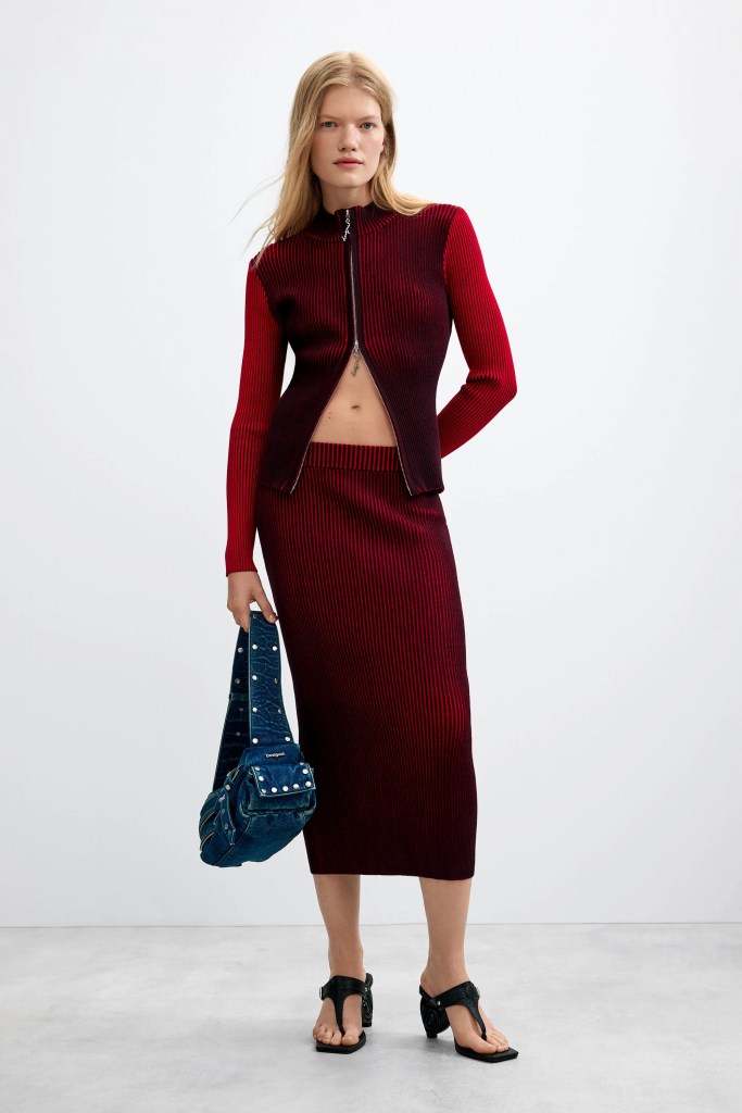 Desigual iridescent knit zip jacket Fall 2026