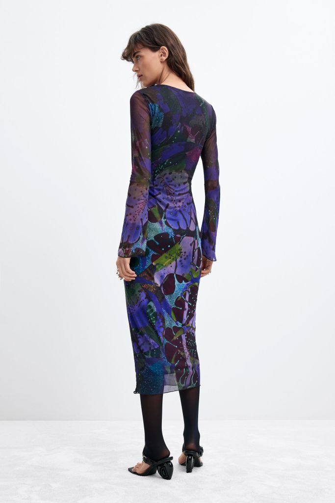 Desigual LEAFS tulle sheer dress by Christian Lacroix Fall 2026 collection.