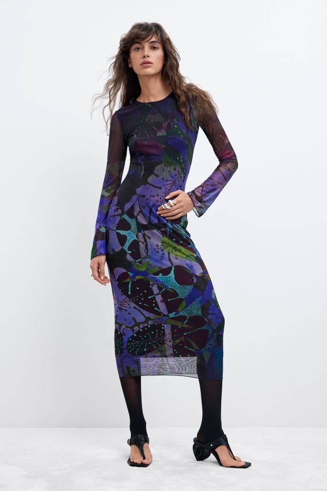 Desigual LEAFS tulle sheer dress by Christian Lacroix Fall 2026 collection.