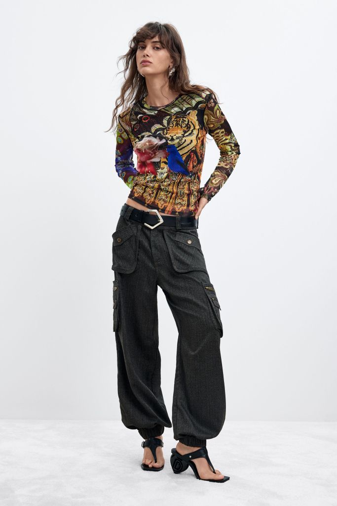 Desigual LION long-sleeve sheer T-shirt by Christian Lacroix Fall 2026