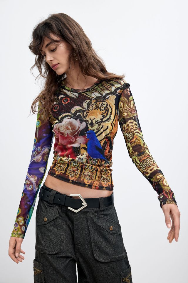 Desigual LION long-sleeve sheer T-shirt by Christian Lacroix Fall 2026
