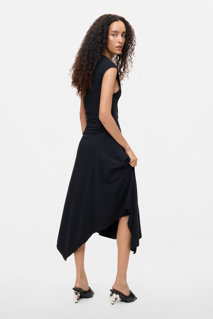 Desigual REIKIAVIK asymmetrical black midi dress FW2026
