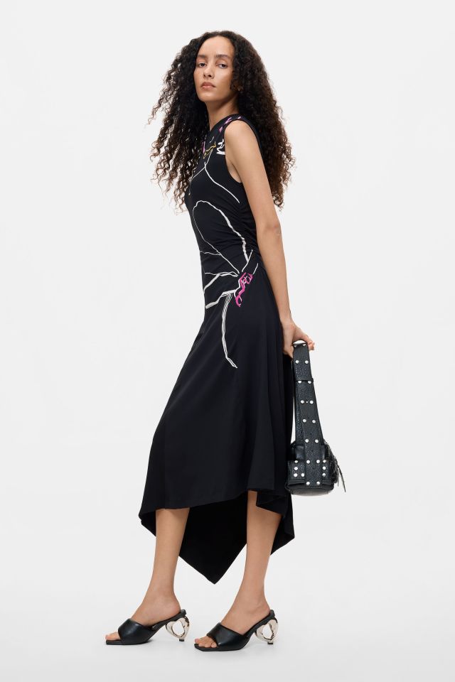 Desigual REIKIAVIK asymmetrical black midi dress FW2026
