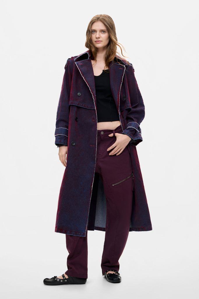Desigual Velvetty burgundy cotton trench coat Fall 2026